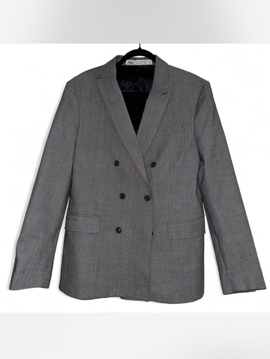 Zara Other - Zara gray checked double-breasted blazer